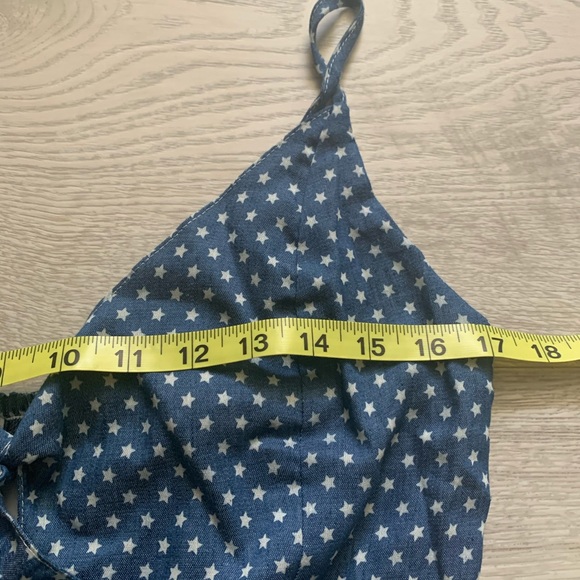 Lucca Couture Denim Chambray Star Romper Peplum M - Picture 7 of 11